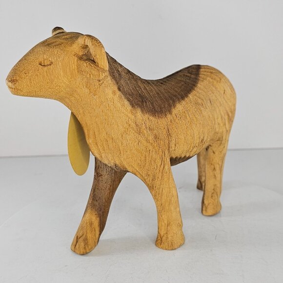 Hand-Carved Wooden Ram Goat Figurine With Dr. Livingstone I Presume Tag - Picture 3 of 8